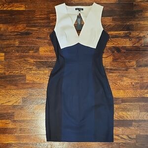 NWT Banana Republic "Sloan" Blue Black and Cream Cut Out Mini Dress